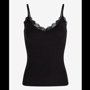 Express Lace Trim Cami, Black, XS